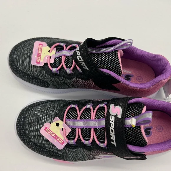S Sport By Skechers Girls' Jenni Ombre Print Sneakers - Black /Pink Size w/box - Picture 7 of 9